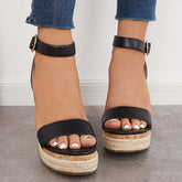 Suisecloths Open Toe Platform Slingback Wedge Ankle Strap Sandals Oshnow
